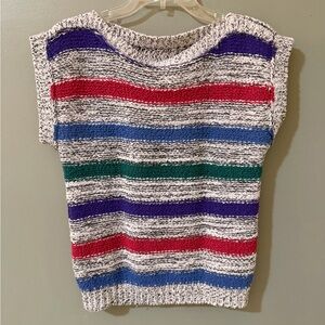 LOH Sweater Chunky Knit 80’s Sz medium Striped Pullover Colorblock Vintage